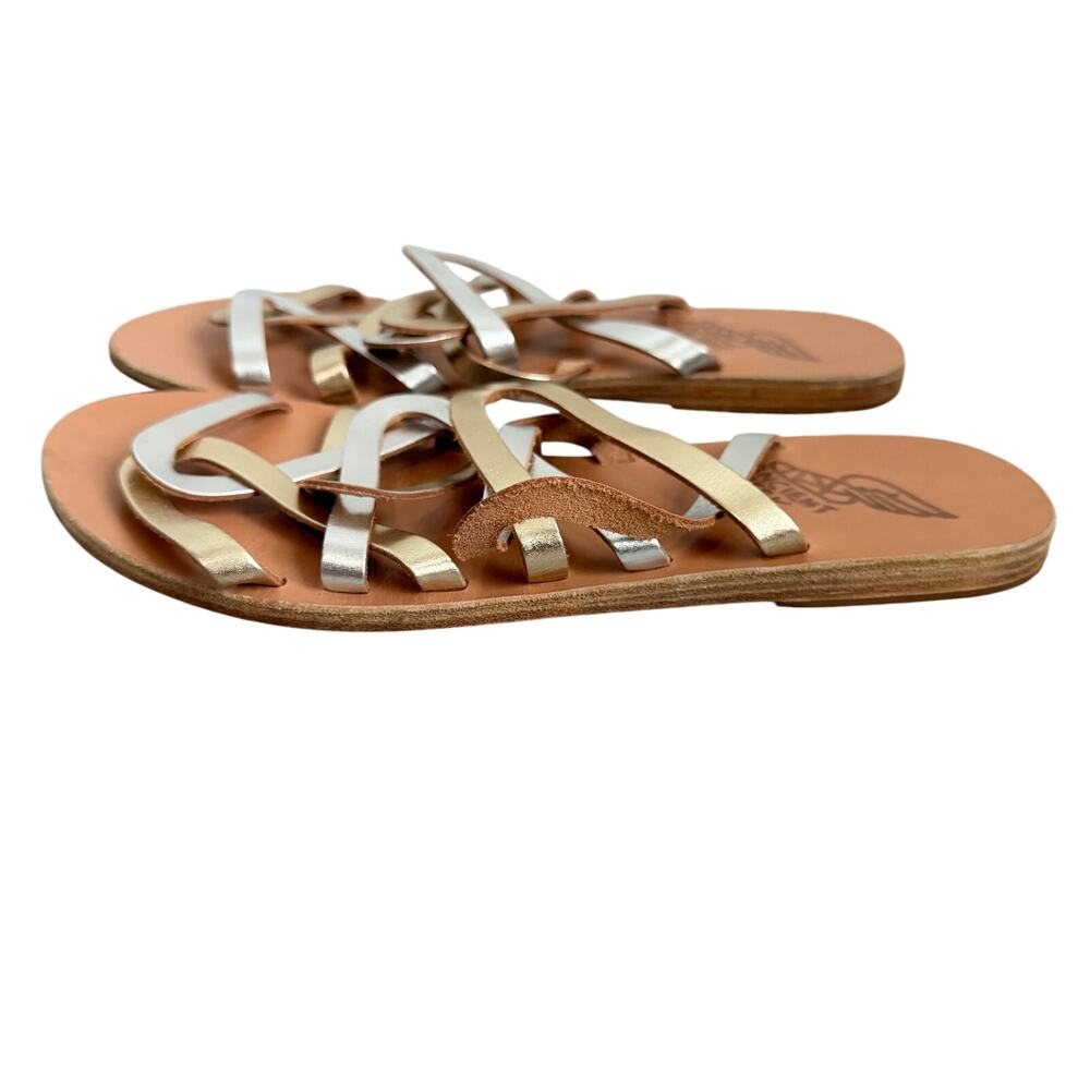 Ancient Greek Sandals Metallic Leather Strappy Slide Sandals Brown Women's 39 - Picture 4 of 9
